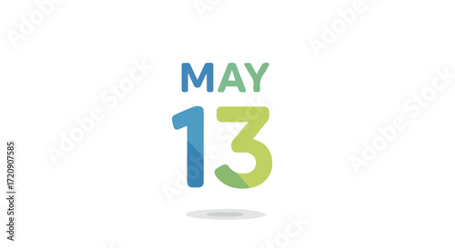 Stylized May 13th Date Graphic with Playful Design Elements on a White Background presenting annual event