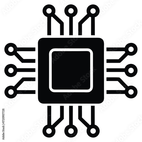 black cpu chip icon, simple design clip art preview