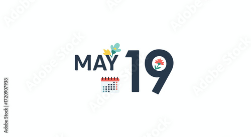 Stylized May 19th Date Graphic for Social Media Engagement and Promotional Materials
