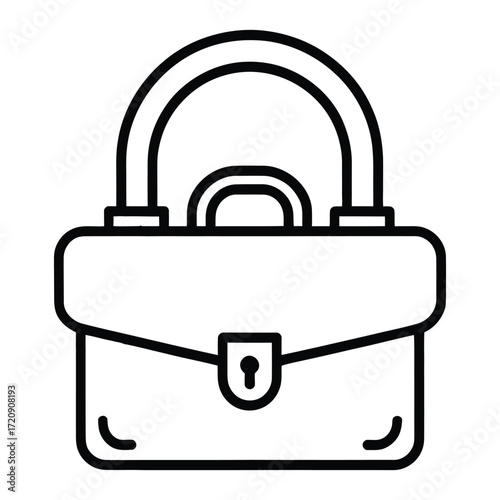 A classic briefcase, a symbol of business, professionalism, and travel, depicted in a clean line art style, conveying a sense of order and efficiency