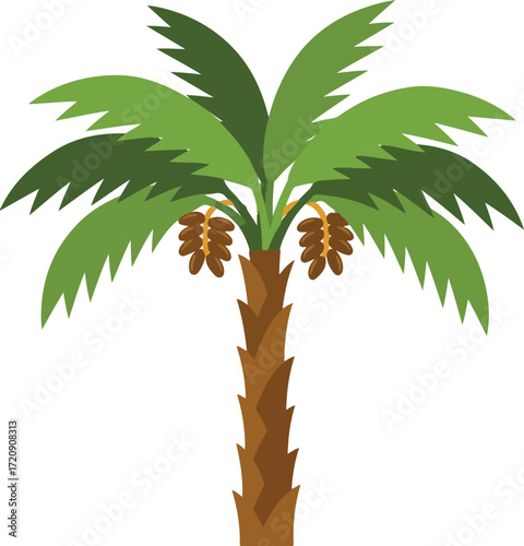 Palm tree filled with ripe dates, ideal for food and travelrelated designs seeking a tropical and exotic vibe.