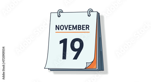 Stylized calendar illustration showing November 19th, against a clean white backdrop indicating an important date and reminders concept