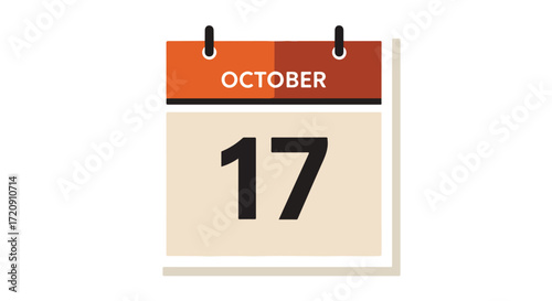 October 17th marked on a calendar icon, representing a specific date or event, symbolizing remembrance and planning, using flat design style