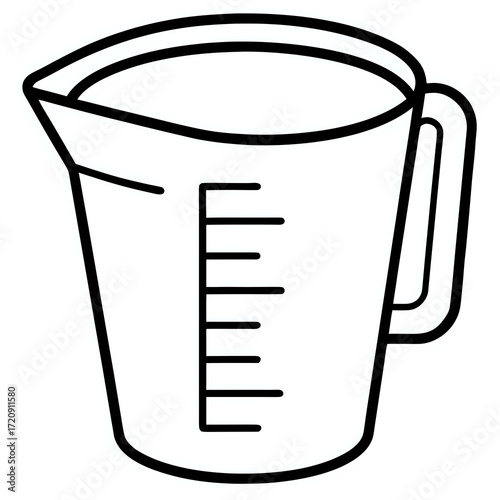 milk jug cup ,hand drawn illustration outline isolated on white background