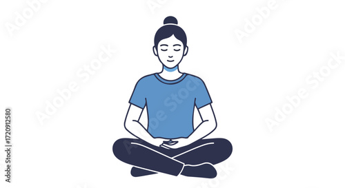 Digital artwork illustrating a person meditating in a lotus position achieving mindfulness and inner peace through mindful practice