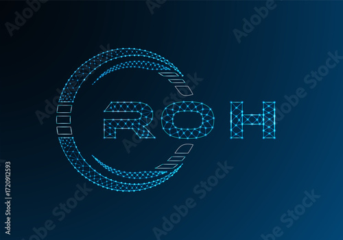 ROH low poly letter logo vector design. ROH lower poly logo design. Low poly logo.