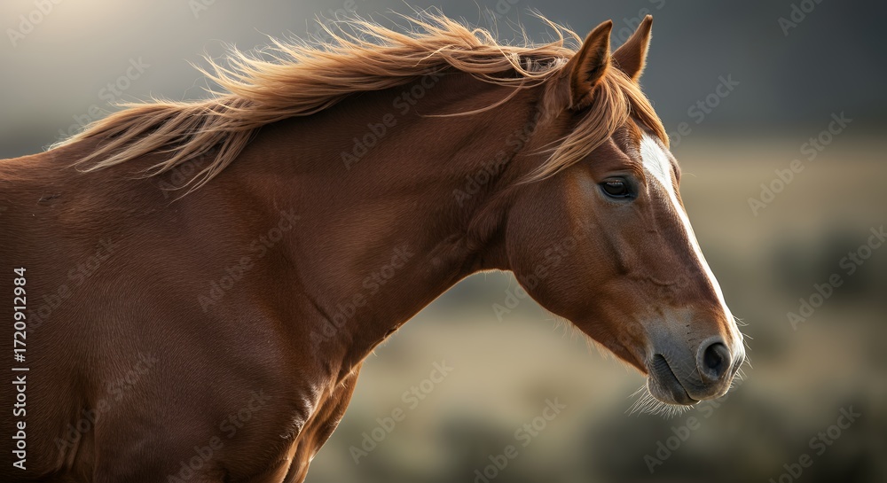 Fototapeta premium Brown horse profile outdoors