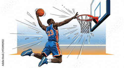 Basketball player dunking vector illustration for sports design and basketball game promotion material design