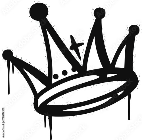 Dripping black graffiti crown with distressed accents vector