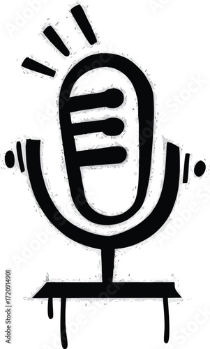 Black microphone sound waves audio broadcast