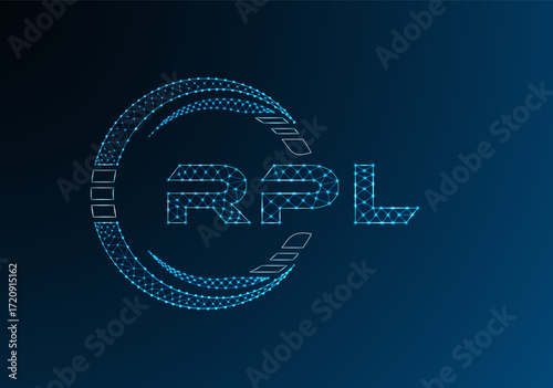 RPL low poly letter logo vector design. RPL lower poly logo design. Low poly logo.