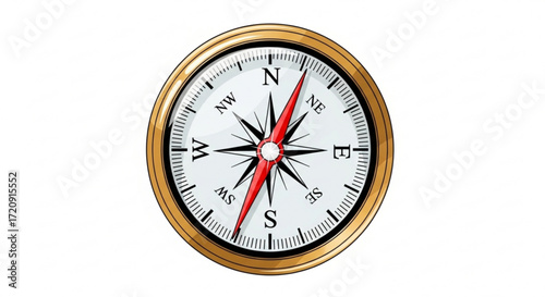 Vector compass rose illustration for navigation and direction finding with cardinal directions indicator tool