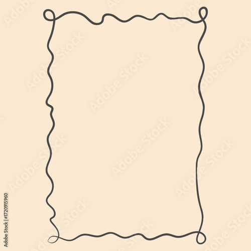 Elegant whimsical hand-drawn frames in trendy vintage style. Simple chalk hand drawn border. Rectangle shape, Modern borders for wedding invitations, birthday card, lunch menus. Vector illustration 