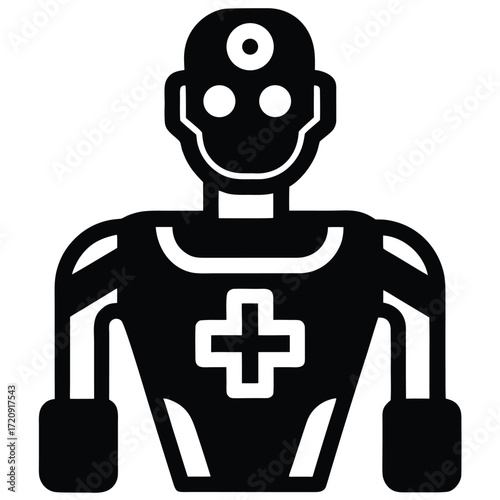 medical robot silhouette vector illustration