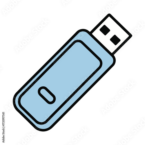 A blue usb flash drive, a portable storage device, , used for transferring and backing up digital data in a compact design