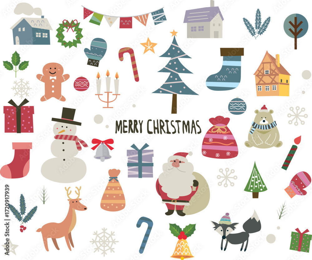 Fototapeta premium 可愛い手書き風クリスマスイラスト素材