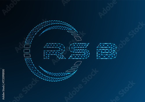 RSB low poly letter logo vector design. RSB lower poly logo design. Low poly logo.