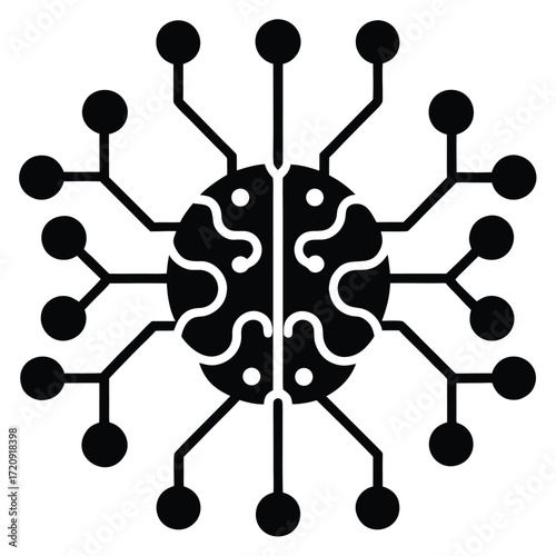 neural circuit silhouette vector illustration