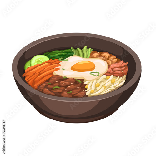 Bibimbap Korean Food Illustration Vector