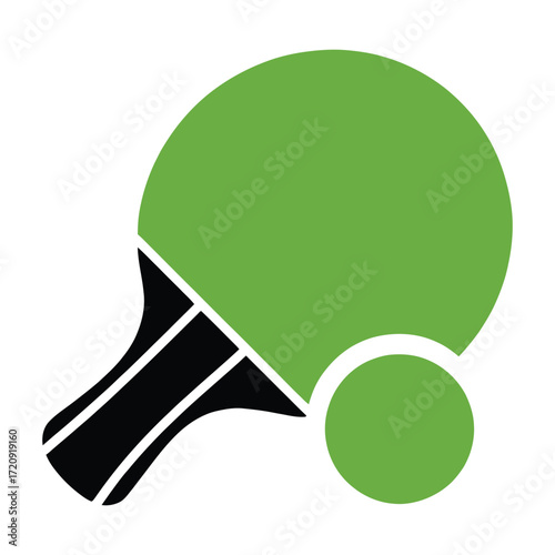 Illustration of a green ping pong paddle and ball, symbolizing sports, recreation, and leisure activities for all ages and skill levels