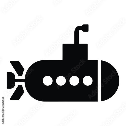 Silhouette of a submarine, representing underwater exploration, naval technology, and maritime transportation in a minimalist design