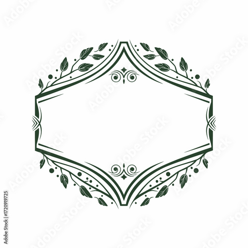 An elegant oval-shaped decorative frame with intricate floral and leaf motifs on a white background.