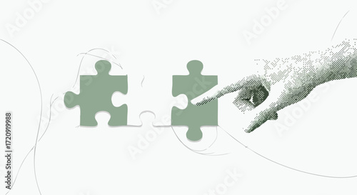 Strategic puzzle piece connection signifies successful problem solving and collaborative team synergy for business growth and innovation.
