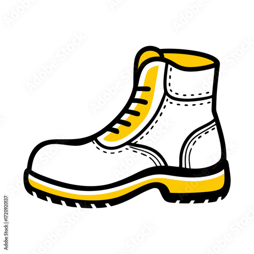 Safety boot with yellow accents in a modern design  