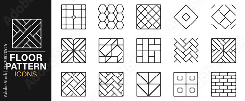 Architecture floor pattern icons editable stroke vector set flat line design