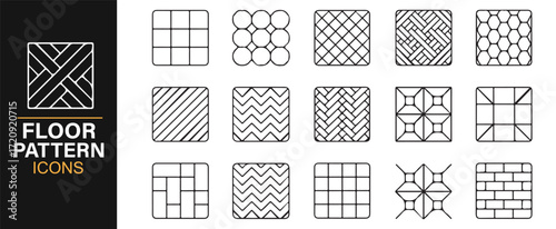 Floor grid icons vector illustrations outline decorative parquet tile pack