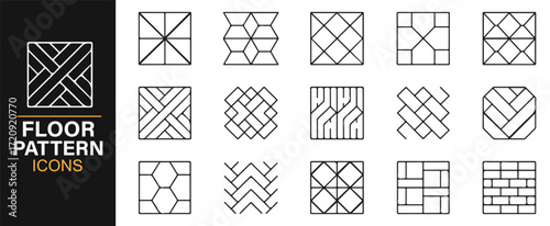 Minimal floor pattern symbols editable stroke vector set interior arrangement