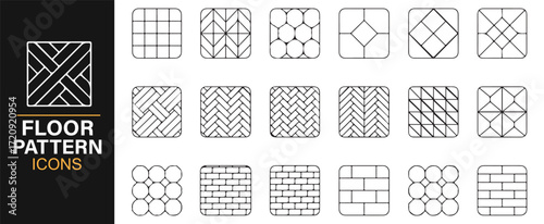 Geometric floor patterns icon pack editable stroke design elements collection