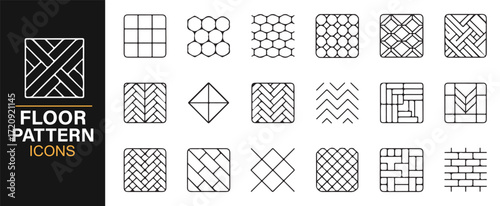 Decorative floor icons vector pack editable stroke interior surface graphics