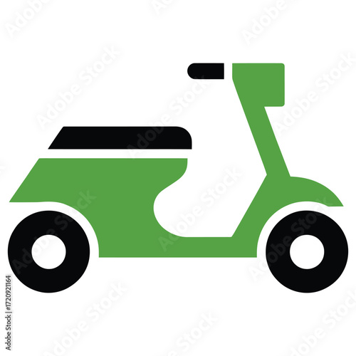 A green scooter, , representing urban mobility and ecofriendly transportation, ideal for city travel and modern lifestyle designs