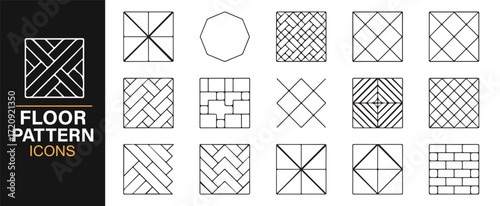 Floor texture icons editable stroke vector illustrations for interior design