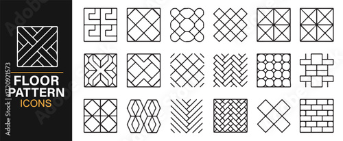 Parquet and herringbone floor icons collection decorative grid vector pack