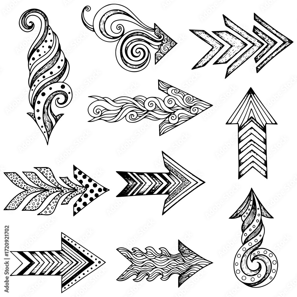 Obraz premium Hand drawn arrows with decorative elements create a whimsical and artistic direction