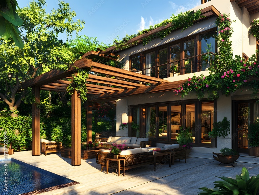 Obraz premium Luxury Modern Villa with Garden Pool