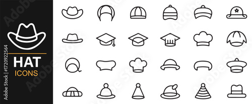 Classic and modern hat icons collection vector pack headwear flat design