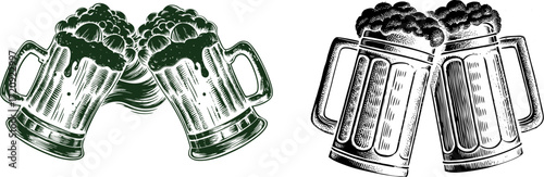 glass of beer vector,  tow glass together, enjoy your festival solid background