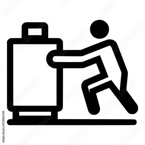 Person pushing object black vector icon with transparent background 