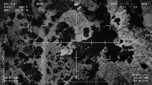 Combat Mission Drone Scanning Battlefield For Enemy Vehicles Fires Rocket At Tank. Combat Drone Completing Rocket Attack Mission. Drone On Military Combat Mission Using Weapon System