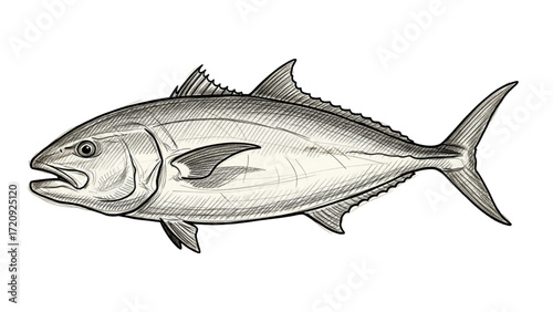 Vintage Amberjack sketch, a symbol of saltwater sport fishing