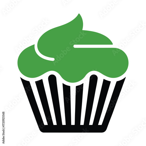 Delicious green cupcake, a sweet treat with frosting, perfect for dessert lovers and bakery enthusiasts, a delightful confection