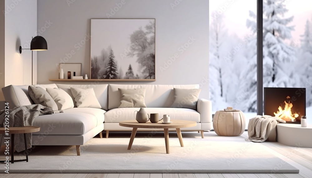 Obraz premium Cozy winter living room