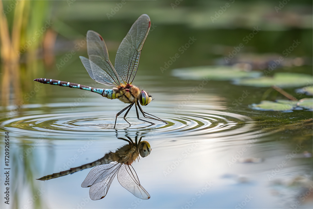 Naklejka premium dragonfly on a leaf