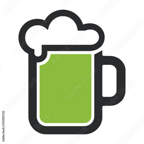Simple green beer mug illustration with foam, ideal for st patricks day promotions or brewerythemed designs and marketing