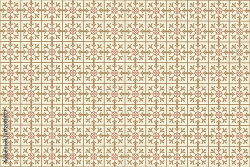 Clean vector pattern illustration for tile or textile products, using white and brown contrasts, perfect for decorative applications in fashion or interiors.