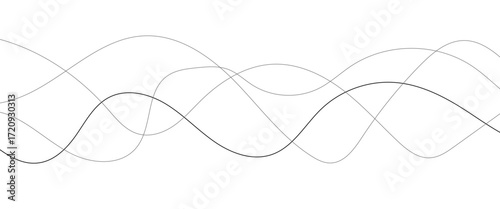 Wavy thin line. Curved black line geometric pattern. Vector illustration.