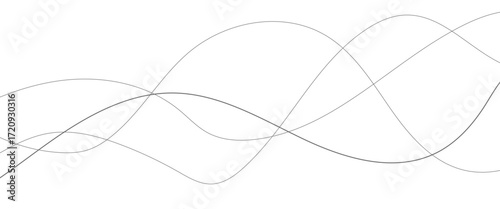 Wavy thin line. Curved black line geometric pattern. Vector illustration.